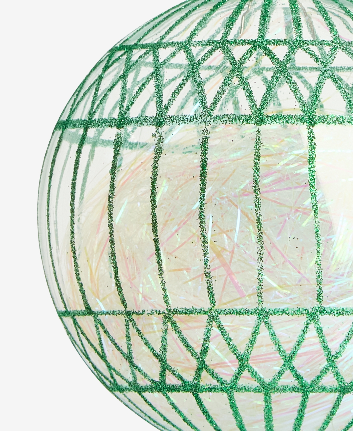 Holiday Lane Enchanted Emerald Green And Clear Glass Ball Ornament, Macy's Exclusive In Transparent
