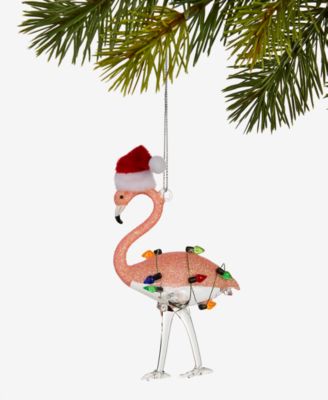 Holiday Lane - Florida Santa Flamingo Glittered Ornament