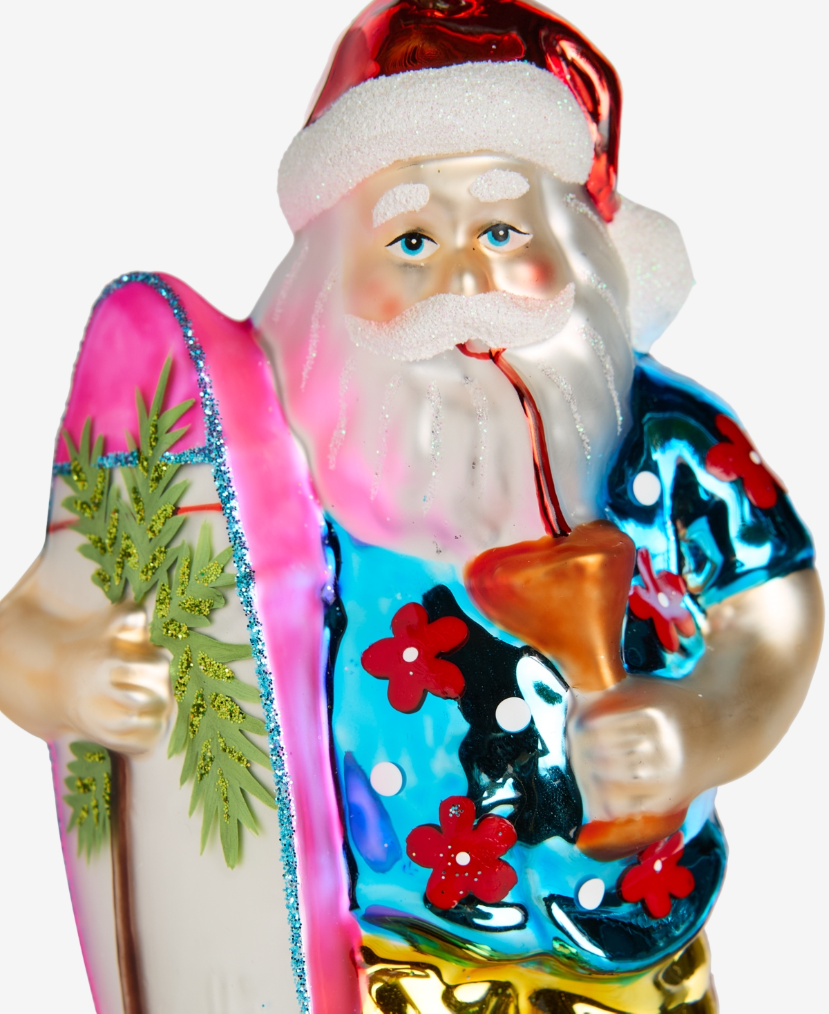 Holiday Lane Hawaii Glass Surfing Santa Ornament, Macy's Exclusive In Transparent