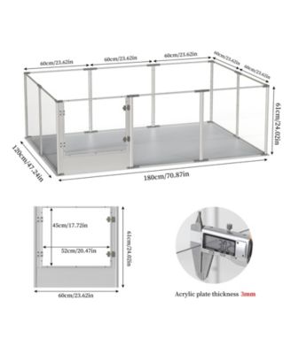 Transparent Pet Pen with Mat for Dog/Cat/Rabbit Litter Box