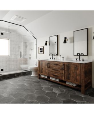 Industry Style 8 in. Widespread Double Handle High-Arc Bathroom Faucet Water-Saving With Drain Kit in Brushed Gold