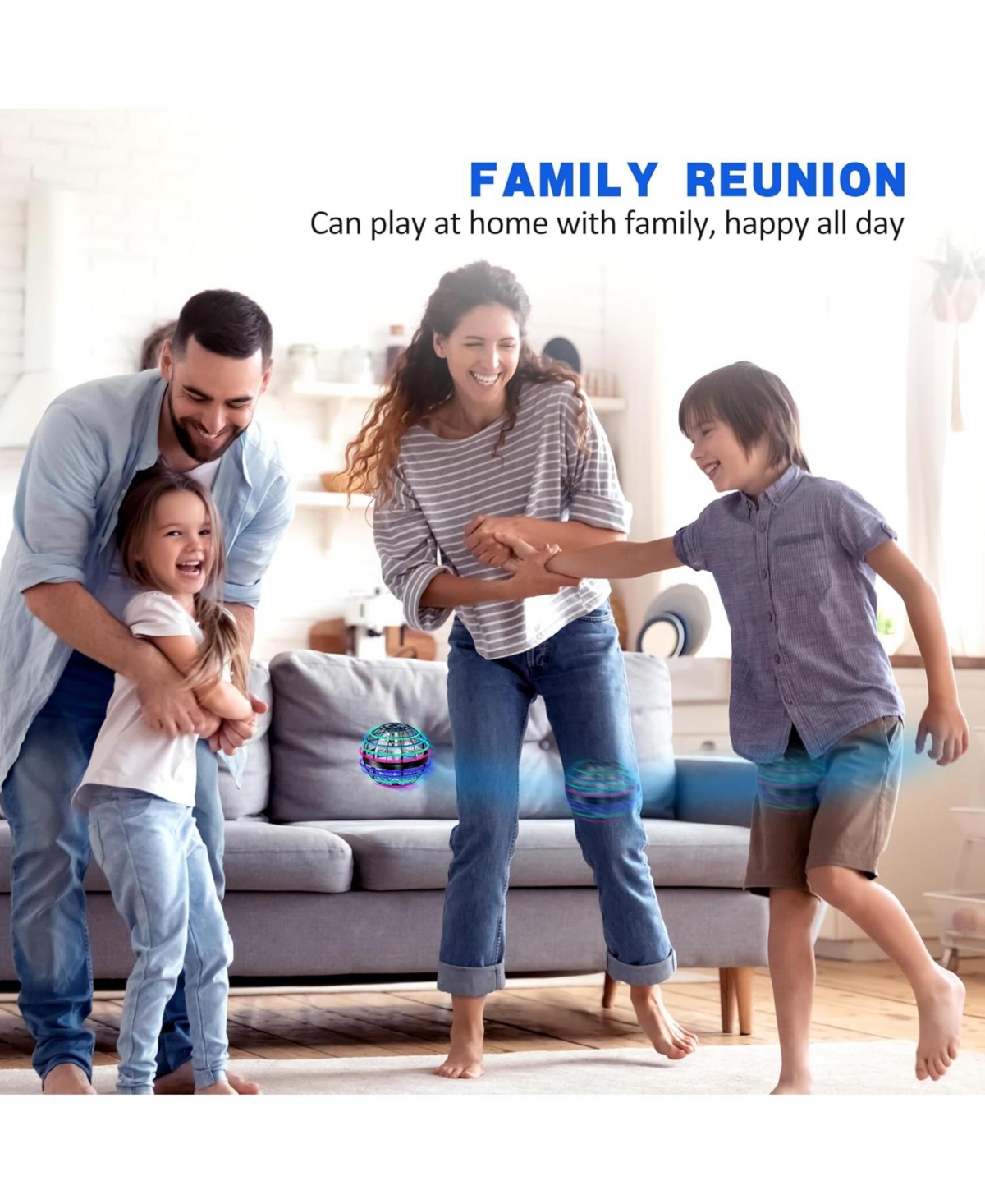 2024 Flying Orb Ball Toy – Boomerang Hover Ball with Rgb Lights, Hand-Controlled Drone for Kids & Adults (Blue)