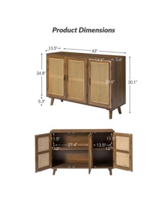 Mid-century Modern Pidcock Contemporary Door Accent Cabinet with Rattan