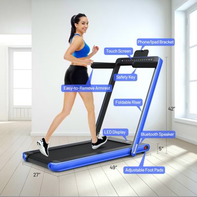 2-in-1 Electric Motorized Folding Treadmill with Dual Display, Speaker & Compact Design for Home Workouts