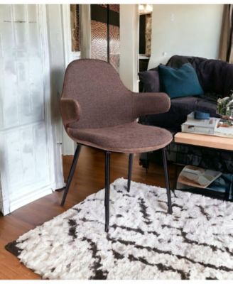 33" Stylish Brown Fabric and Faux Leather Accent Chair