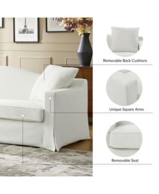 Traditional Antonio 83" Curved Back Slipcovered Sofa with Toss Pillows