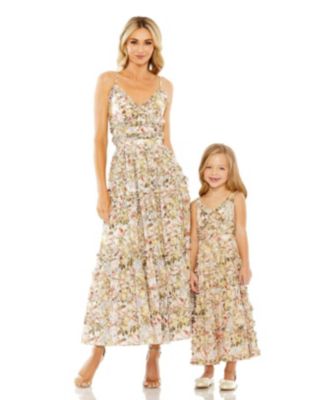 Big Girls Floral Print Ruffle Tiered Midi Dress