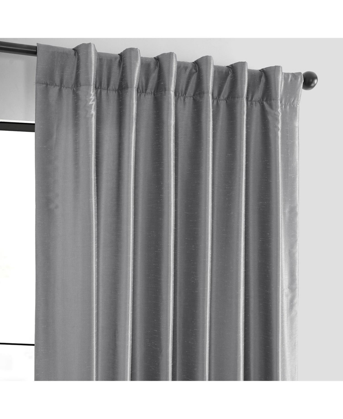 Half Price Drapes Storm Grey Vintage Textured Faux Dupioni Silk Curtain In Grey