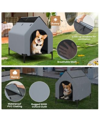 Slickblue Elevated Pet House for Outdoors with Ventilated Windows – Waterproof and Comfortable Pet Shelter