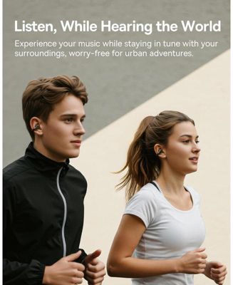 Open Earbuds True Wireless Earbuds Bluetooth 5.3 Open Ear Headphones Sport Earphones,MC1 White