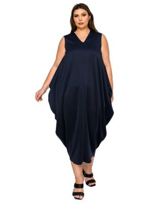 Plus Size Clover Sleeveless Bubble Hem Dress