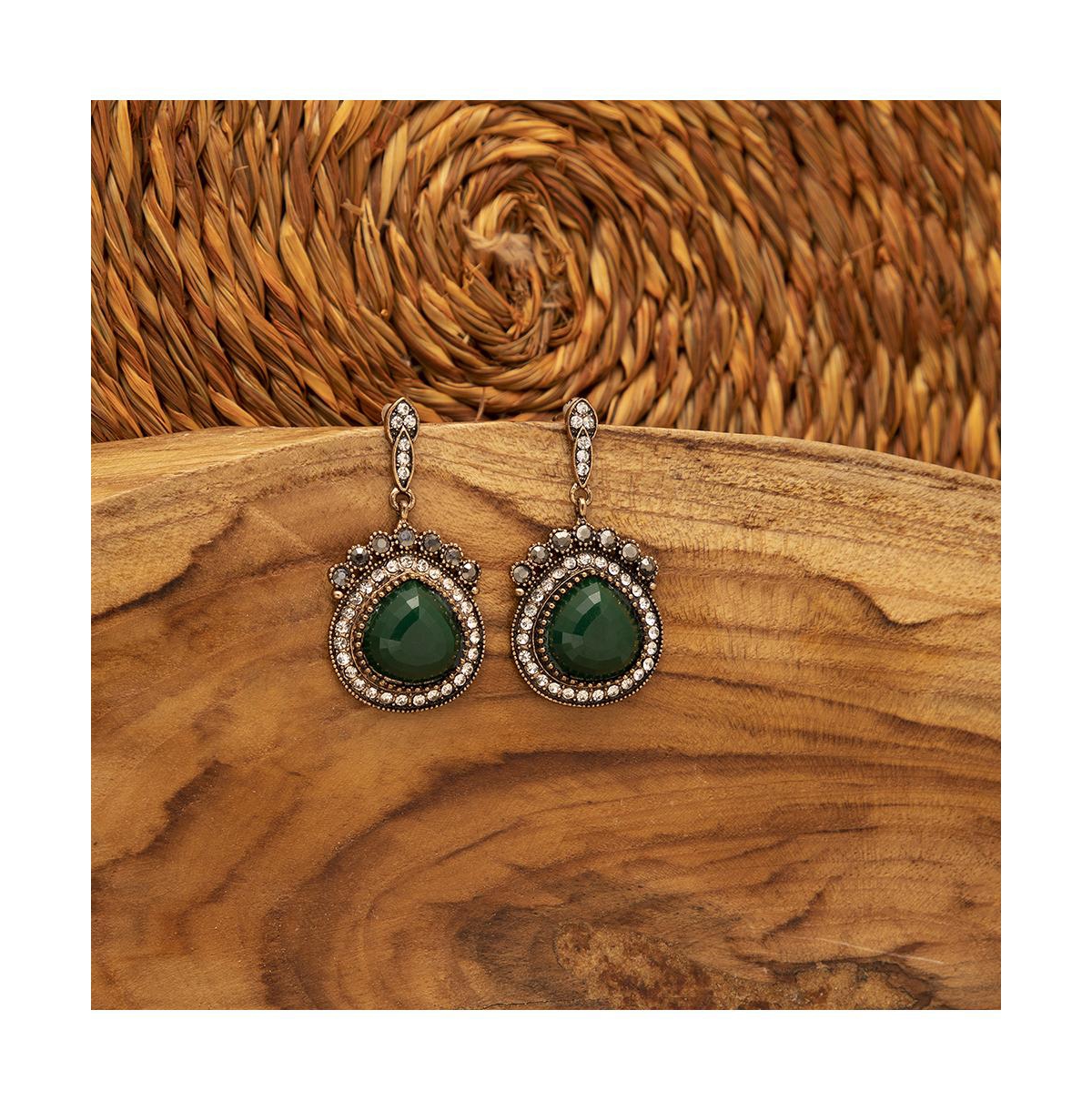 Sohi Women's Trendy Designer Stone Drop Earrings In Green