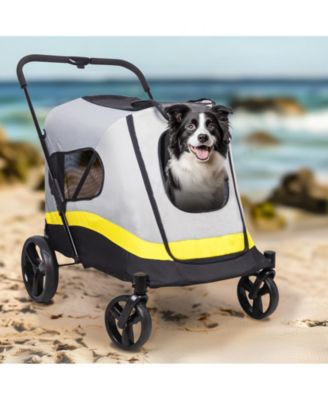 4 Wheel Medium-Large Dog Stroller With 3 Zipper Doors