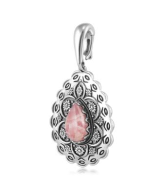Sterling Silver Rhodochrosite Pear Pendant Enhancer
