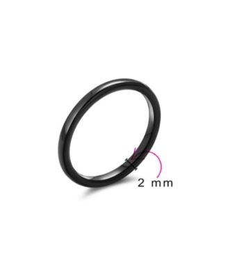Thin 2MM Dome Wedding Band Ring Black Silver Rose Gold Titanium Comfort Fit