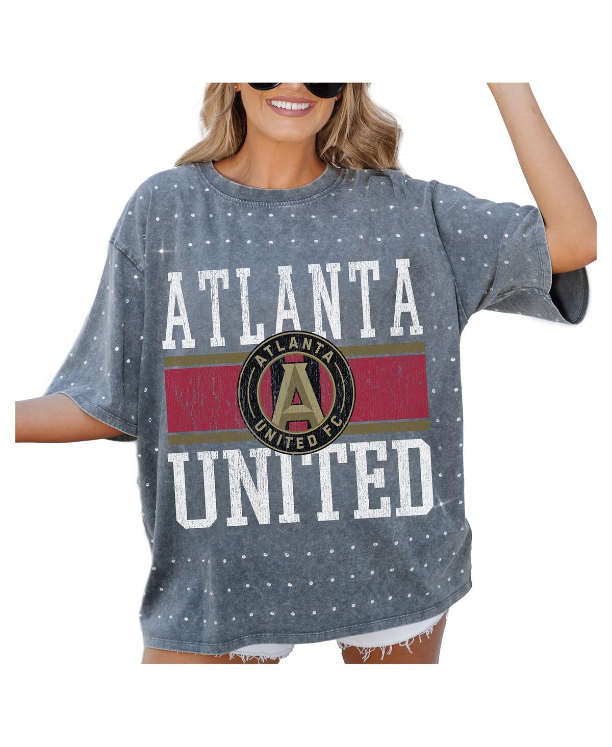 Shop Gameday Couture Women's Gray Atlanta United Fc Oversized Mini Rhinestone Classic T-shirt