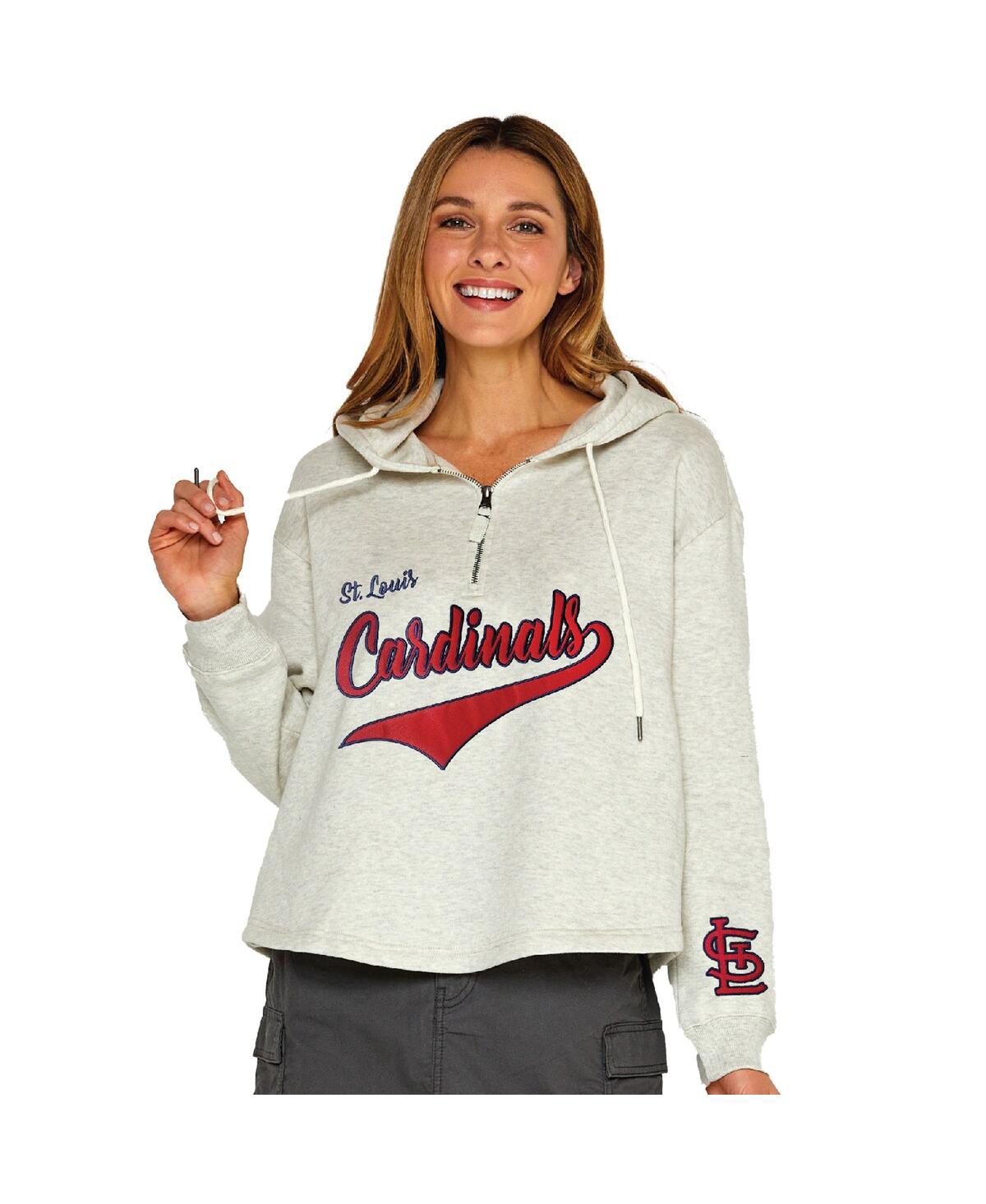 Women's Oatmeal St. Louis Cardinals Fleece Quarter-Zip Hoodie - Oatmeal