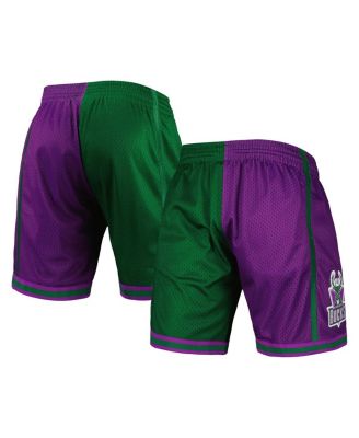 Mitchell & Ness - Men's Green/Purple Milwaukee Bucks Hardwood Classics 1996 Split Swingman Shorts