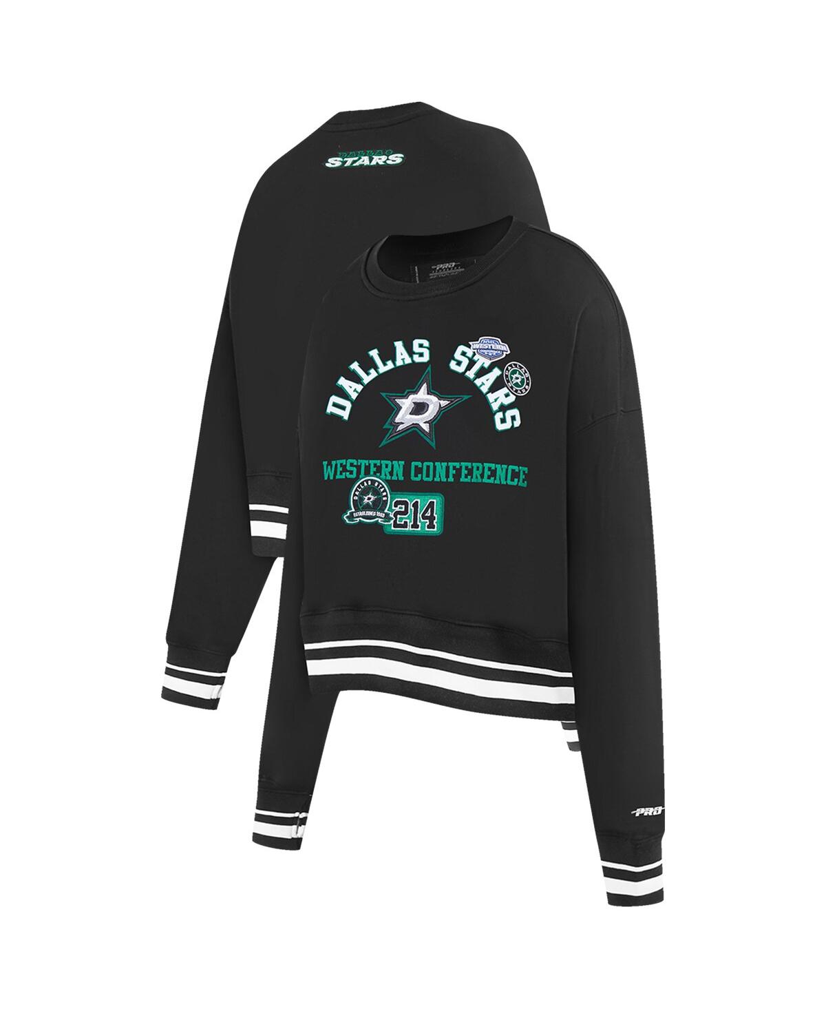 Women's Black Dallas Stars Area Code Cropped Pullover Sweatshirt - Black