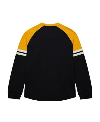 Men's Black Boston Bruins Thermal Henley Long Sleeve T-Shirt