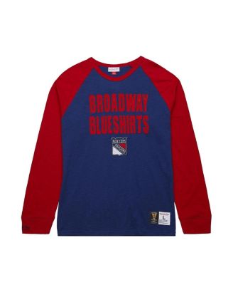 Mitchell & Ness - Men's Blue/Red New York Rangers Legendary Slub Raglan Long Sleeve T-Shirt
