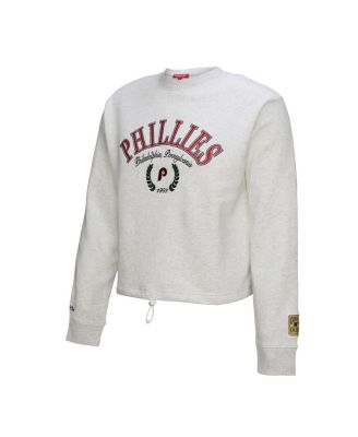 Women's Heather Gray Philadelphia Phillies Cropped Toggle Pullover Sweatshirt