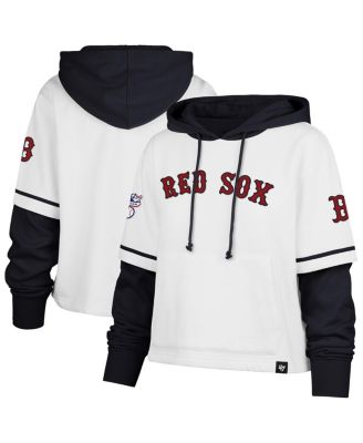 '47 Brand - 47 Brand Women's White Boston Red Sox Trifecta Shortstop Cropped Pullover Hoodie