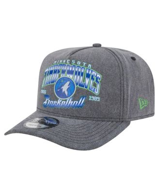 New Era - Men's Charcoal Minnesota Timberwolves Throwback Washed Pre-Curved 9FIFTY Snapback Hat