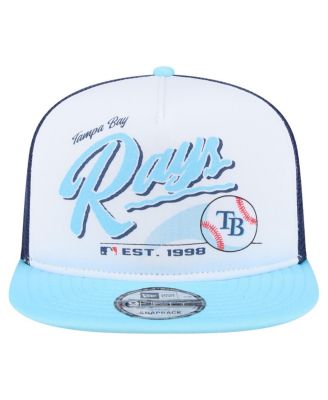 Men's White/Light Blue Tampa Bay Rays Retro Script Trucker 9FIFTY Snapback Hat