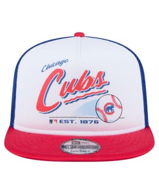 Men's White/Red Chicago Cubs Retro Script Trucker 9FIFTY Snapback Hat