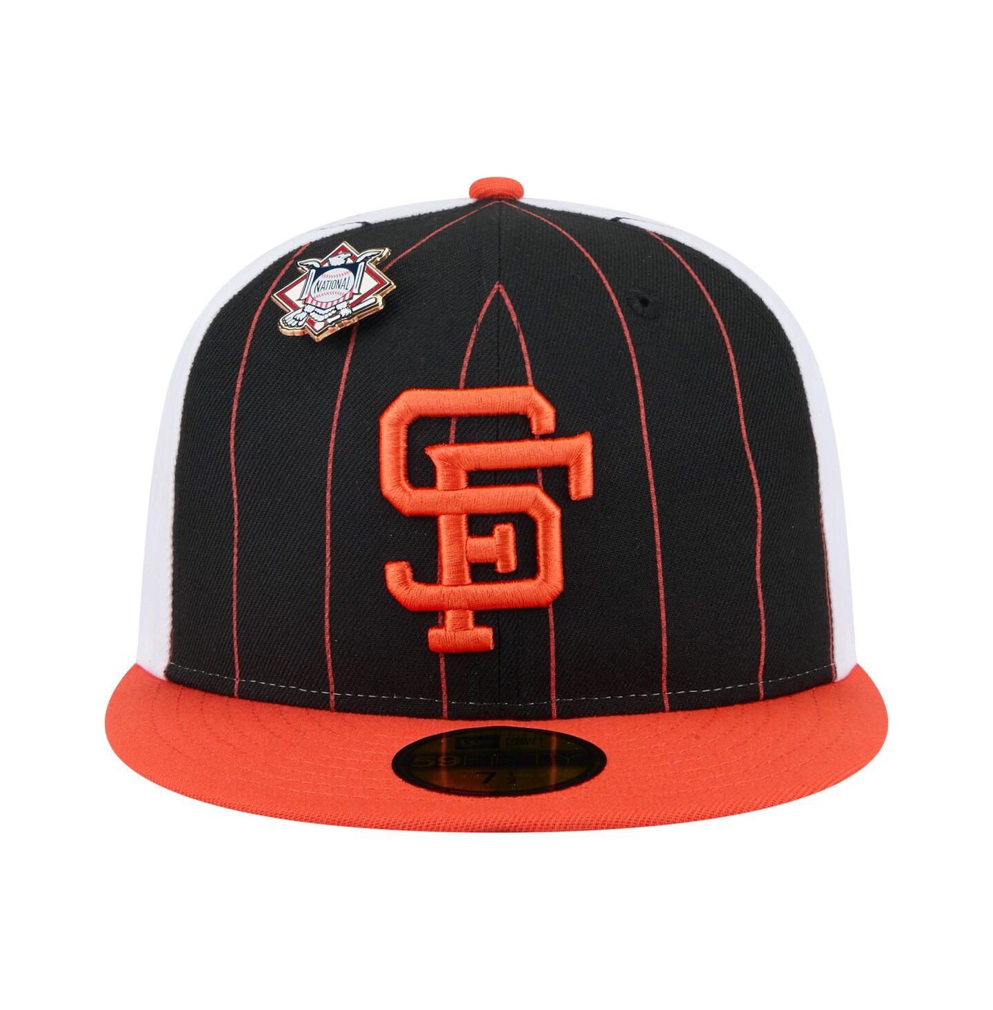 Мужская кепка New Era Black San Francisco Giants Pinstripe 59FIFTY Fitted Hat — фото 2