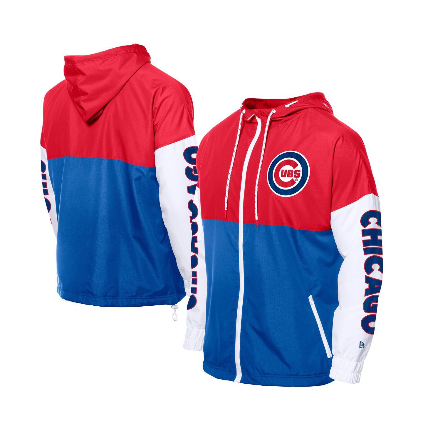 Мужские худи New Era Royal/Red Chicago Cubs Color Block Full-Zip Windbreaker Jacket — фото 1