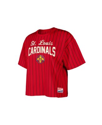 Women's Red St. Louis Cardinals City Connect Multiplier Pinstripe Cropped T-Shirt