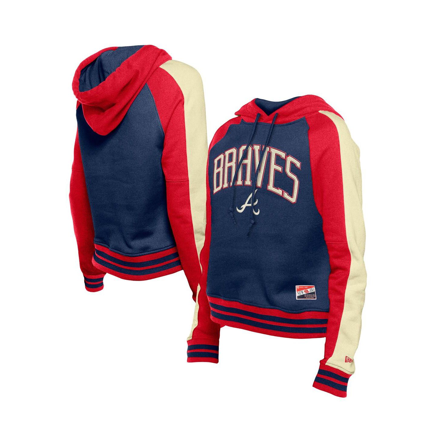 Женское худи New Era Navy Atlanta Braves Cooperstown Collection Cropped Raglan Pullover — фото 1