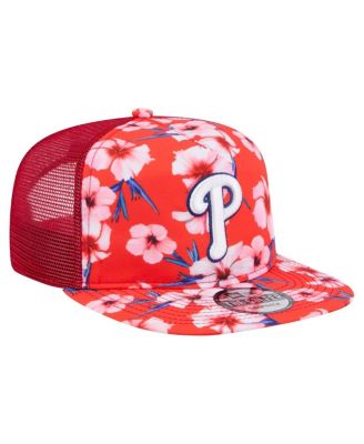 Men's Red Philadelphia Phillies Adventure Pattern Golfer Trucker Snapback Hat