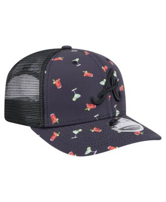 Men's Black Atlanta Braves Adventure Drinks Pattern 9SEVENTY Stretch-Snap Hat