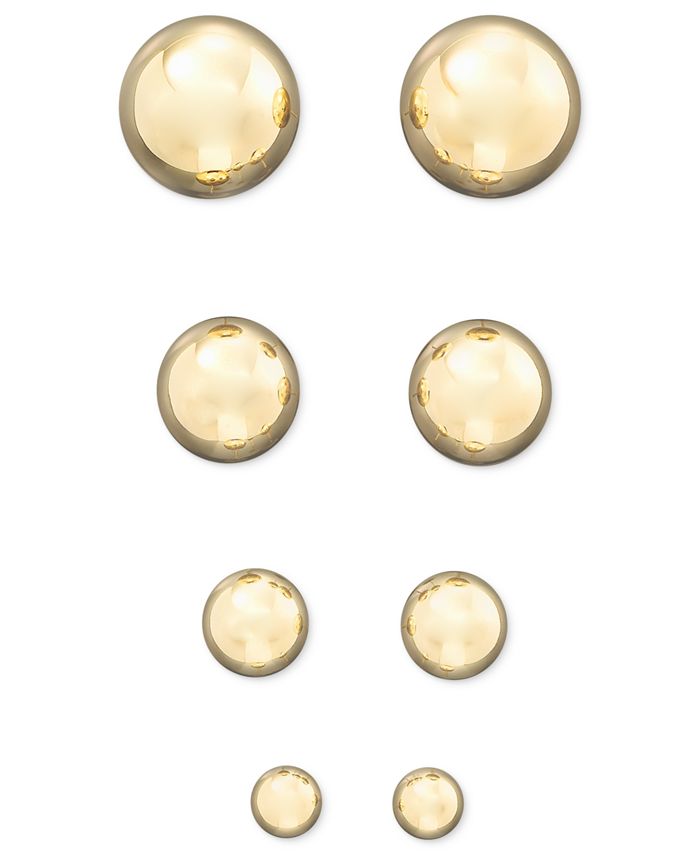 14k Yellow Gold Post Stud Multi Colored Crystals 6mm Ball Earrings Button Fine Jewelry For Women Gifts For Her
