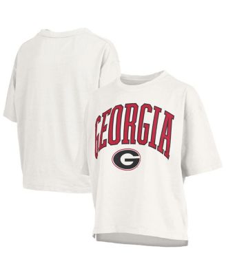Pressbox - Women's White Georgia Bulldogs Nelson Arch Over Logo Waist Length Oversized Slub T-Shirt