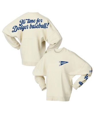 Fanatics - Women's Tan Los Angeles Dodgers Pennant Flag Branded Fleece Pullover Sweatshirt