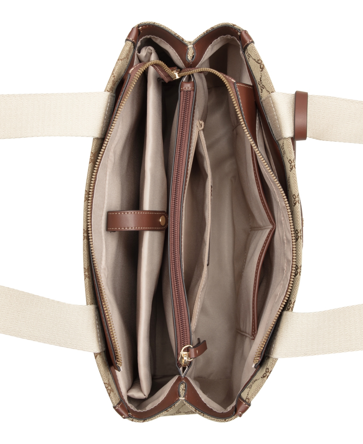 Nine West Pyper Large Laptop Tote Bag In Mocha Logo Mahogany