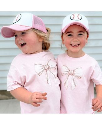 Baby Girls Baseball Bow Short Sleeve T-Shirt