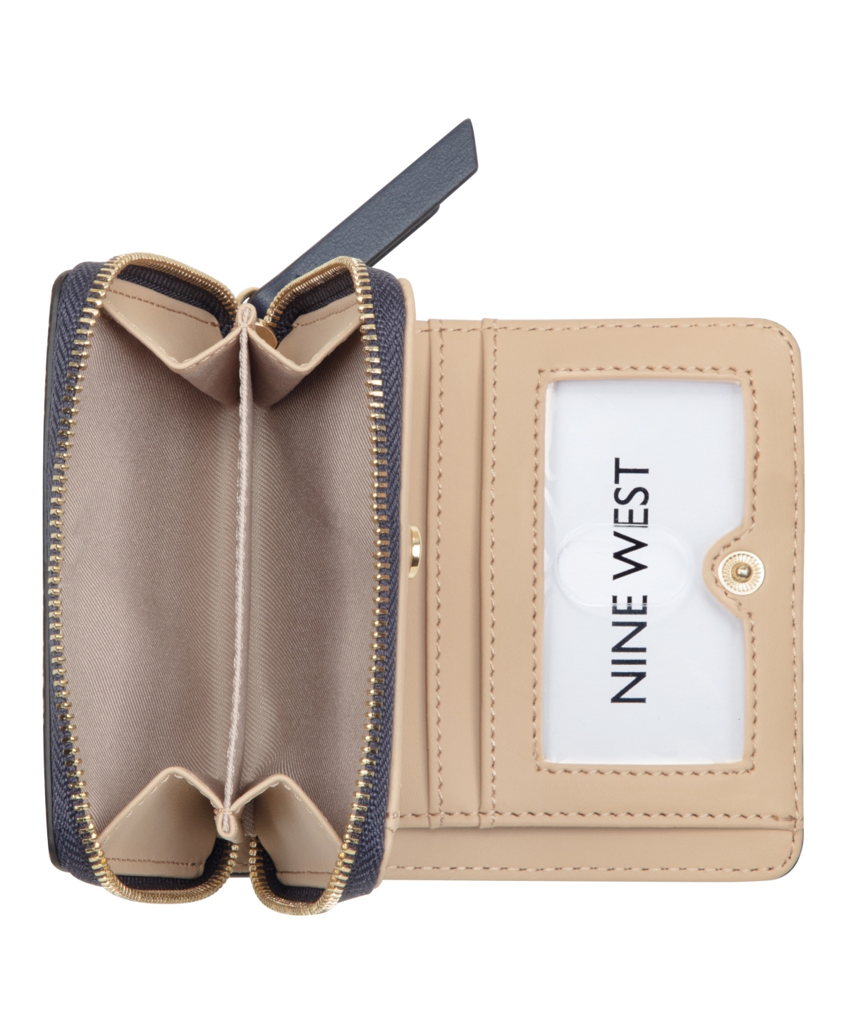 Nine West Caireann Small Zip Around Wallet In Chambray Logo Navy