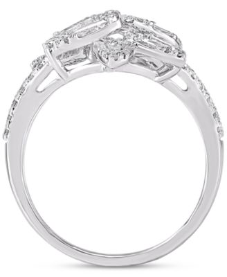 Diamond Flower Statement Ring (1 ct. t.w.) in 14k White Gold