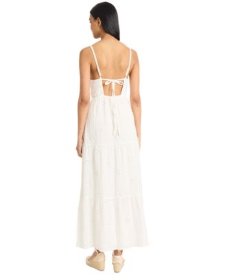 Women's Eyelet Open-Back Maxi Dress