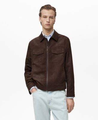 MANGO - Men's Faux-Suede Zipper Jacket