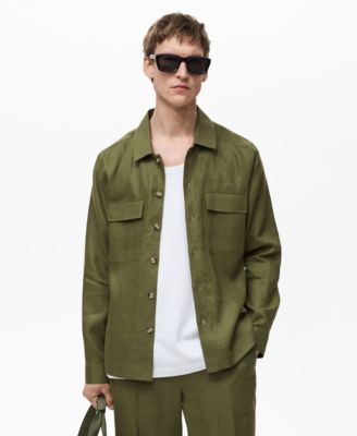 MANGO - Men's 100% Linen Pocketed Overshirt