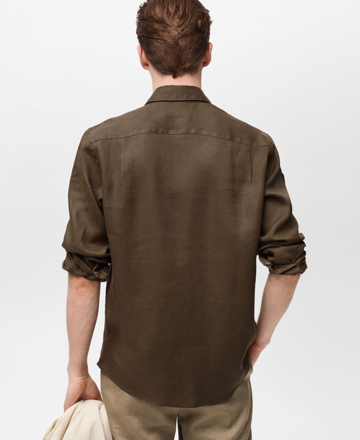 Mango Regular Fit Linen Button-up Shirt In Brown