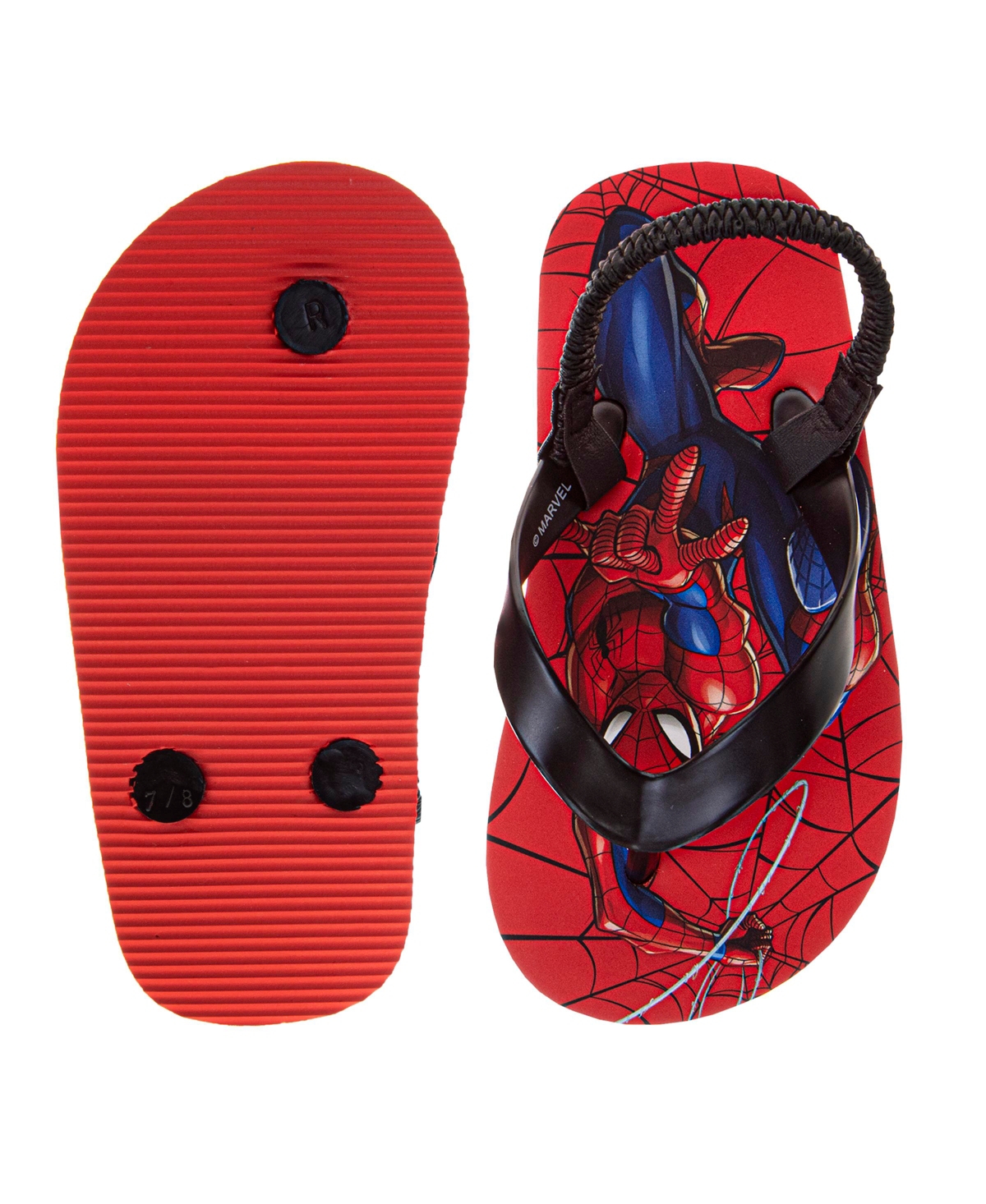 Spider-man Toddler Boys Superhero Backstrap Flip Flop Slippers In Red