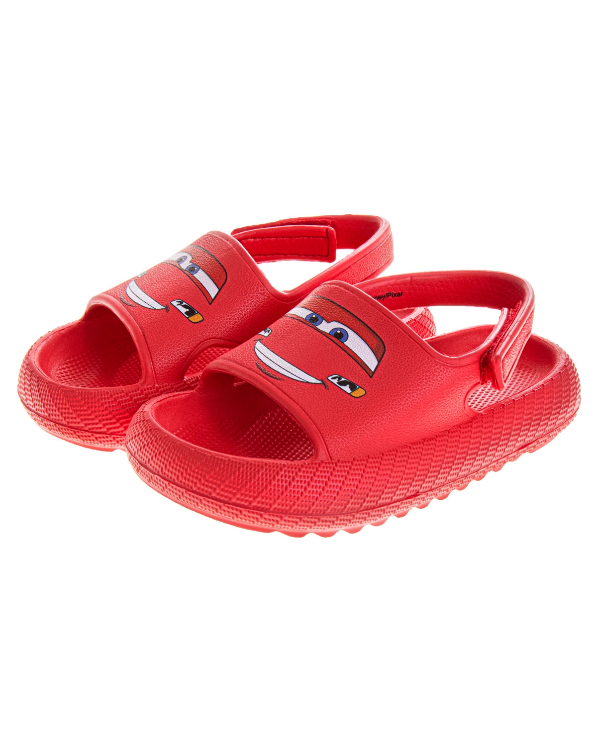 Disney Toddler Boys Cars Lightning Mcqueen Hook And Loop Backstrap Slides In Red
