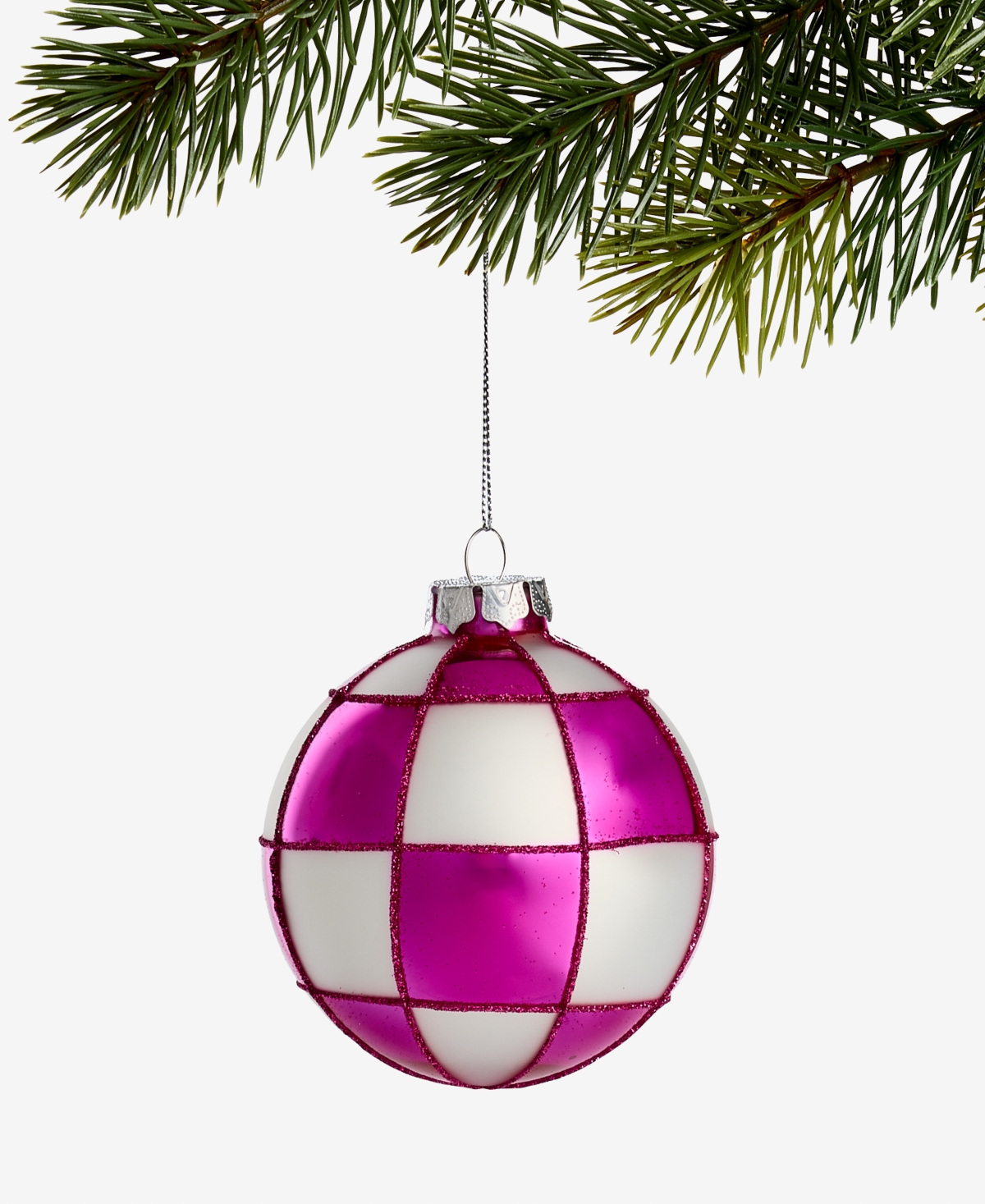 Holiday Lane Merry Magic Pink Checkered Ball Ornament, Macy's Exclusive In Multi